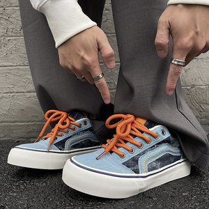 
Universal Thick-soled Blue Canvas Shoes for Men Spring and Autumn Popular Sneakers for Men 2026 New Casual Versatile Trendy Shoes for Men