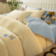 TeenieWeenie bear embroidered milk velvet four-piece set thickened coral velvet bedding warm three-piece set