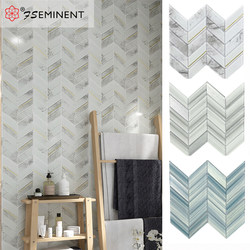 Glass Fishbone Mosaic Hand-Painted Inkjet Art Wall Tiles for Restaurants, Bars, Bathrooms, Entrance Halls, Etc. Background Tiles