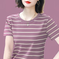 2025 New Summer Short-Sleeved T-Shirt for Women, Plus Size, Slimming, Middle-Aged Mom Half-Sleeve Shirt, Loose Belly-Covering Top