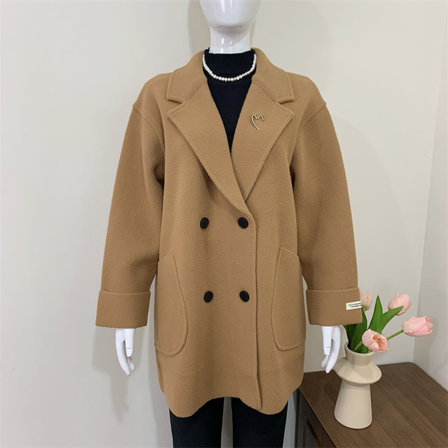 Double -sided cashmere coat Middle -aged and elderly women's autumn and winter new mothers dress loose suits to collect small woolen coats