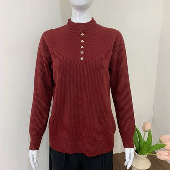 
Mother's autumn and winter clothing plus velvet and thickened red sweater base layer