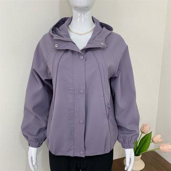 
Mom's spring and autumn outfit fashionable hooded large size jacket