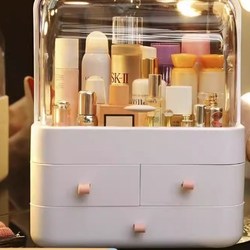 Cosmetics Storage Box Dormitory Desktop Dust-Proof Organizer Box Dressing Table Skin Care Product Storage Rack Makeup Box with Lid