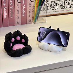 Cute Cat Paw Phone Stand, 3D Desktop Tablet Lazy Holder, Home Decoration, Dormitory Binge-Watching Gadget
