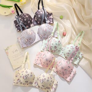 
New underwear girl cartoon cute and sweet small breast push-up student comfortable push-up bra without rims to prevent sagging