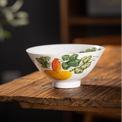 Complete Set of Bowls and Tableware 2025 New Model Household Ceramic Rice Bowl Jingdezhen Handmade Hand-Painted Anti-Scald Bowl 5inch