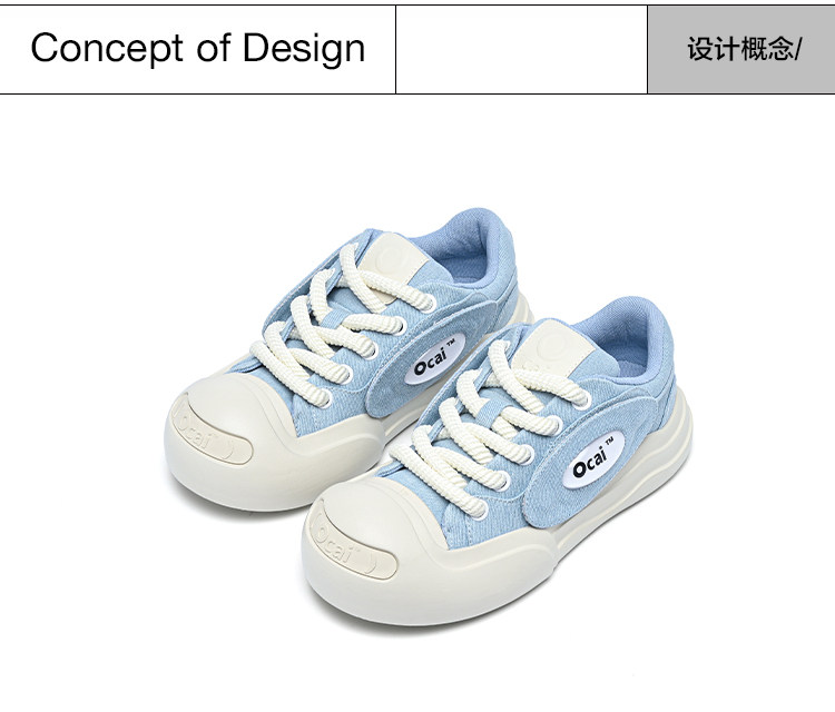 Ocai Smiley Canvas Shoes - Blue Low Top Sneakers