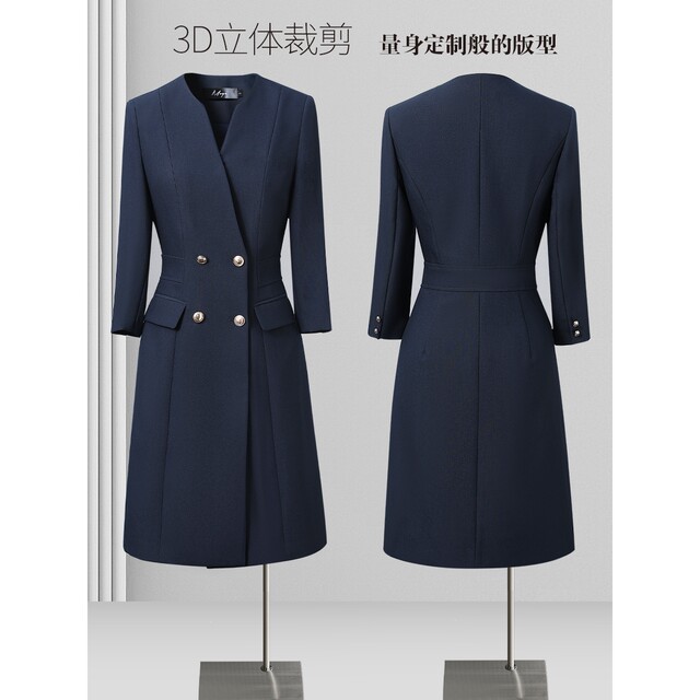 Professional dress high-end women's clothing, three-quarter sleeves, collarless fashion temperament, OL commuting work clothes for women in spring and autumn new style
