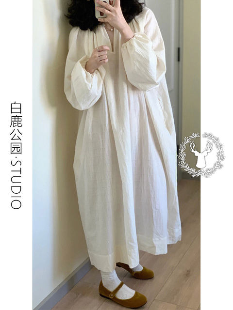Ins casual temperament lazy loose long-sleeved dress for women in summer 2025 new large-size solid color long skirt