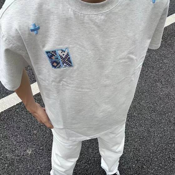 
Pure cotton retro letter embroidered bottoming shirt long-sleeved T-shirt for men and women autumn thin loose and versatile couple sweatshirt ins style