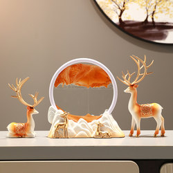 Saint Yudun Light Luxury High-End Dynamic 3D Quicksand Painting Ornament for Home Living Room Tv Cabinet Decoration Fortune Deer Gift