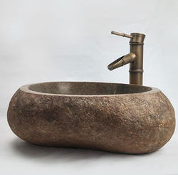 Centennial Stone Landscape Washbasin, Vintage Pebble Countertop Basin, Natural Stone Washbasin, Art Basin, Face Wash Basin