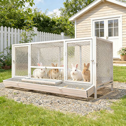 Rabbit Cage for Home Use, Large Outdoor Model with Automatic Waste Cleaning and Toilet, Specialized Outdoor Rabbit Hutch, New Type of Rabbit Nest