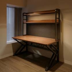 Computer Desk with Perforated Board, Desk and Bookshelf Integrated, Home Office Desk, Student Study Desk, Gaming Desk