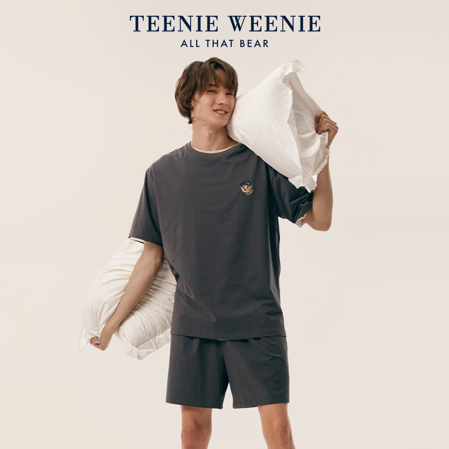 TeenieWeenie Bear, мужские пижамы — женские, новинка 2026 года, летний крутой комплект домашней одежды для пар из чистого хлопка