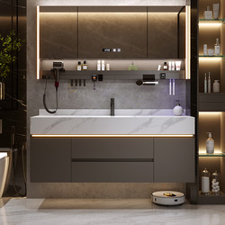 2026 New Model Rock Slab Integrated Basin Bathroom Vanity Sink Washbasin Cabinet Bathroom Cabinet Set