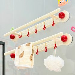 Suction Cup Towel Rack Bathroom No-Drill Wall-Mounted Bathroom Hook Storage Rack Toilet Towel Hanging Rod Shelf