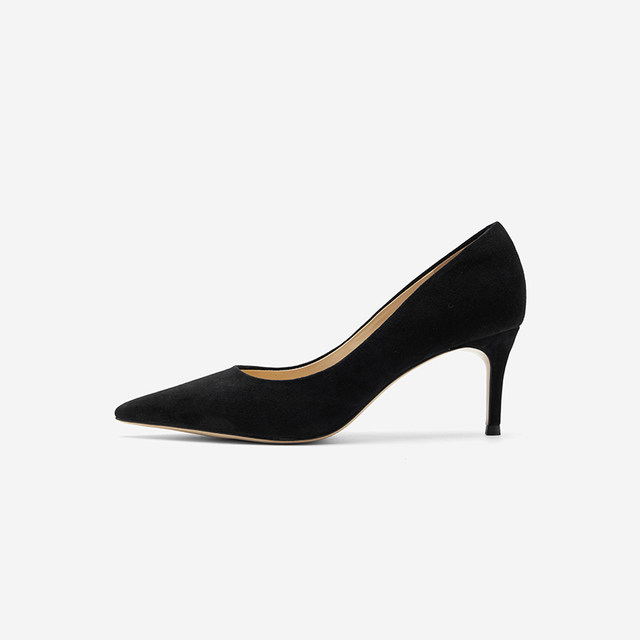 Nine West/Jiuxi 2025 summer new high heels for women pointed toe suede slim heels commuting shoes for women