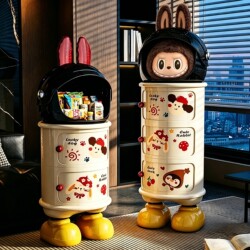 Storage Cabinet for Home Use, Movable Storage Cabinet for Living Room, Multi-Layer Organizer for Snacks and Miscellaneous Items, Bedroom Bedside Cabinet