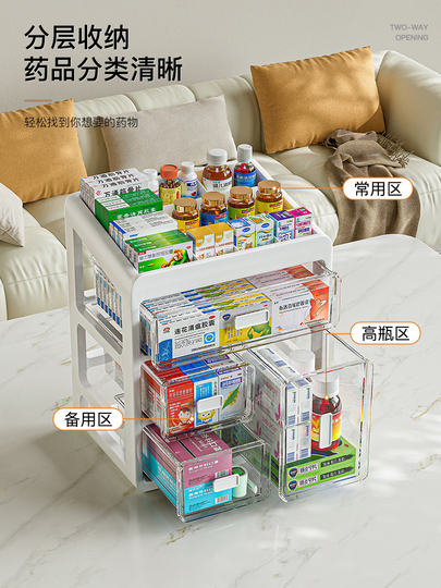 Petyoung Rangement pour Médicaments, Organiseur pour Armoire à Pharmacie à 4 étages, Boîte à Pharmacie en Plastique avec 4 tiroirs, Boîte à Médicaments pour La Maison, Le Bureau, Le Dortoir