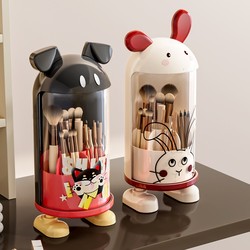 Makeup Brush Storage Tube Rotating Dust-Proof Dressing Table Cosmetics Storage Box Lipstick Eye Shadow Storage Rack Desktop Pen Holder