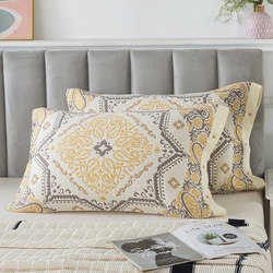 A Pair of Pure Cotton Pillowcases, Made of 100% Cotton Gauze, for Adults, with Snap Buttons, 48X74Cm, Sweat-Absorbent, Stain-Resistant, and Non-Pilling