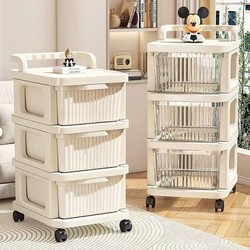 Trolley Storage Cabinet Snack Rack Movable Floor-Standing Drawer-Type Baby Product Storage Rack Kitchen Pull-Out