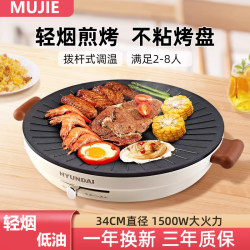 Japanese Electric Grill for Home Use, Made with Maifan Stone, Non-Stick, Low Smoke, Multifunctional for Grilling, Frying, and Skewers