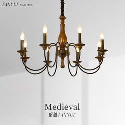 American Retro Living Room Chandelier, French Staircase Lamp, Dining Room Bedroom Candle Light Luxury New Mid-Century Style Romantic Lighting Fixtures