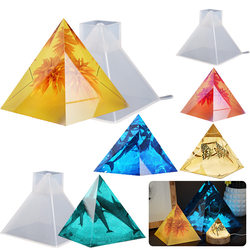 DIY Crystal Epoxy Resin High-Transparency Pyramid with Stand Ornament Silicone Mold Dried Flower Ornament Cube