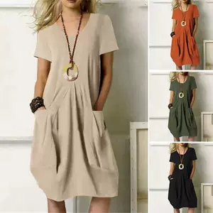 Shangyan Womens Summer Tunic Dress V Neck Casual Loose Flowy Swing Shift  Dresses - China Wrap Closure Dress and a Gorgeous V Neckline Skirt price