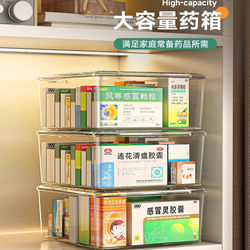Medicine Box Storage Box, Large Household Storage Rack, Multi-Compartment Flip-Top Transparent Desktop Multi-Layer Medicine Organizer Cabinet