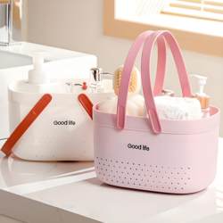 Bath Basket, Shower Basket, Portable Bathroom Large-Capacity Plastic Storage Basket for Toiletries and Bathing Supplies