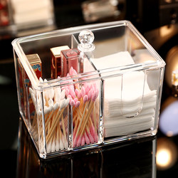 Transparent Cotton Pad Storage Box Desktop Vanity Lipstick Makeup Box Household Dustproof Cotton Swab Box Miscellaneous Dormitory for Women