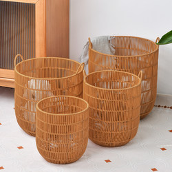 Dirty Laundry Basket, Dirty Clothes Storage Basket, Imitation Rattan, for Home, Hotel, Laundry Room, Bathroom, Large, High Aesthetic Value, Light Luxury