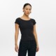 oneup outdoor tennis sport rag-shoulder slim short-sleeved T-shirt for women summer black fitness yoga commuter top