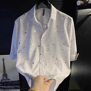 
Japanese simple vibe summer new popular lazy literary trend starry sky shirt men's temperament versatile shirt