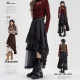 Pubang people irregular spliced ​​mesh skirt for women 2025 summer new design high waist mid-length skirt