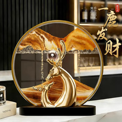 High-End Quicksand Painting Deer Fortune Ornament 2026 New Model Light Luxury Living Room Tv Cabinet Wine Cabinet High-End Decoration Piece