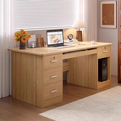 Desk for Home Use, Writing Desk for Students with Lock and Drawer, Simple 1.2m Desktop Computer Desk, Small Desk for Bedroom
