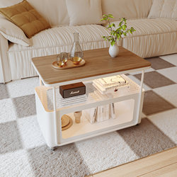 Medieval-Style Living Room Slate Mobile Side Table, Light Luxury, High-End Feel, Cream-Style Sofa Side Cabinet, Coffee Table, Small Trolley