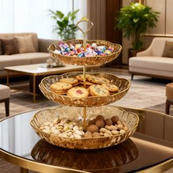 Hotel Front Desk Double-Layer Candy Tray, Light Luxury High-End Living Room Coffee Table Snack Tray, Multi-Layer Fruit Tray