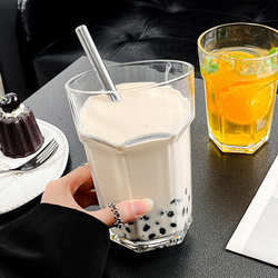 ins Style Fruit Tea Cup Large Capacity Cold Drink Cup Extra Large Glass Cup Juice Cup Beverage Fruit Tea Cup Octagonal Cup