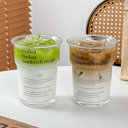 Korea ins Large Capacity Letter Coffee Cup Reversible Transparent Glass Cup Water Cup Milk Breakfast Cup Cold Drink Cup