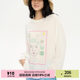 Heris grass portrait pattern print loose large style thin transparent snowflake knitted long sleeve T-sun protection against sun
