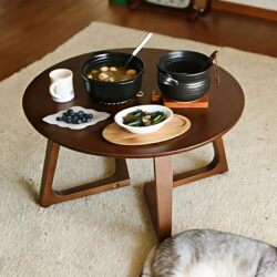 Solid wood coffee table small apartment living room household simple round table