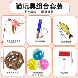Cat Toy Set Self-Entertainment Laser Cat Teaser Stick Kitten Toys Pet Feather Kitten Supplies Collection