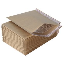 Natural Color Kraft Paper Bubble Bags for Electronic Products, Shockproof Express Packaging Foam Bags, Brown Bubble Envelope Bags