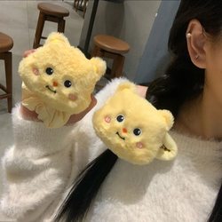 Autumn and Winter Sweet Butter-Colored Bear Hair Clip for Women, Large Side Bangs Clip, Plush Cartoon Hair Tie, Hair Accessory, Hairpin, Elastic Band